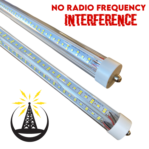 (12 Pack SALE) Fa8 Single Pin T8 LED 8ft 144w 21,888 Lumen CLEAR LENS (NO RF) Quad-Row V-Series
